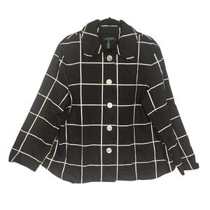 Ralph Lauren Jacket Blazer Brown and White Stripe Paneled Check Size 2X Classic